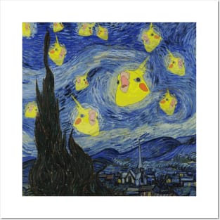 cockatiel starry night Posters and Art